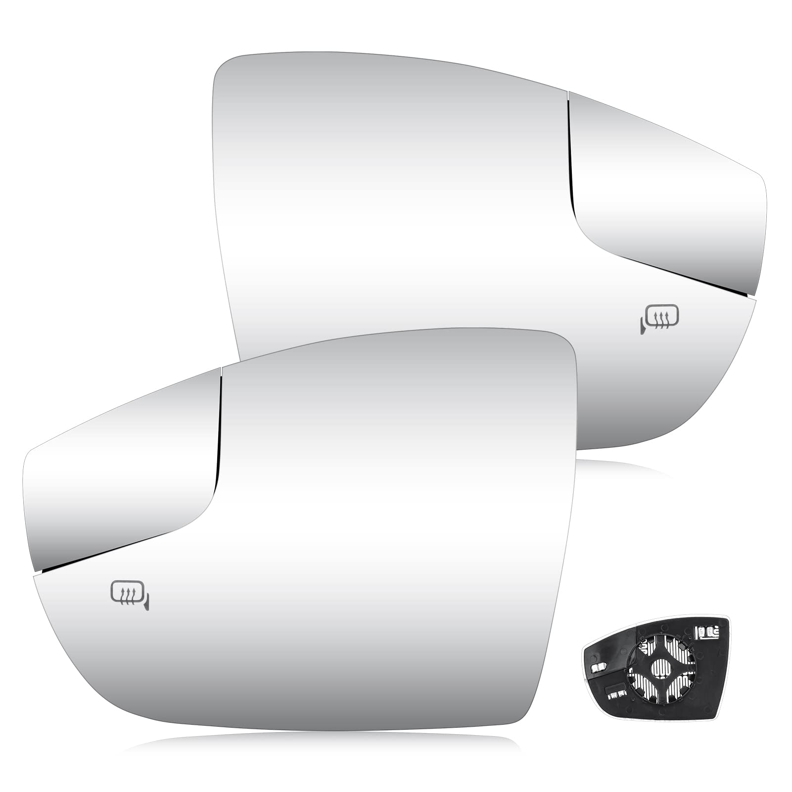 Driver Left and Passenger Right Side Heated Mirror Glass with Rear Holder Fit for Ford Focus 2012-2018, Replacement for CM5Z-17K707-H CM5Z-17K707-G