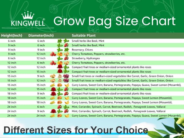Image of Kingwell Plant Grow Bags 12x12 inch pack of 1, Bags for Plants Gardening Home, Grow Bags for Terrace Gardening