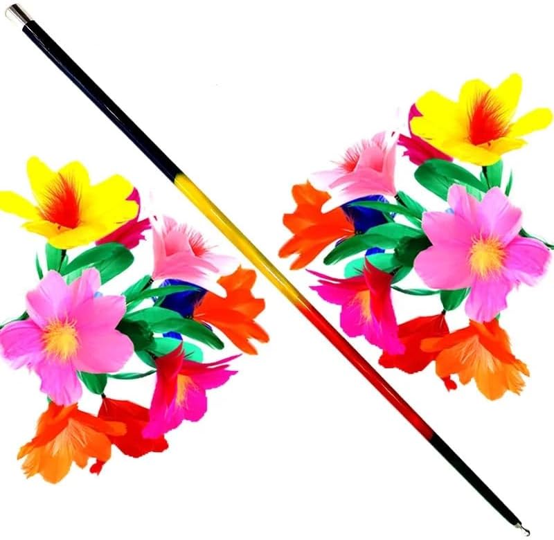 SUMAG Deluxe Cane to Two Bouquets (Version 2) Magic Tricks Metal Cane Vanishes to Feather Flower Production Magic Stage Gimmicks Props for Magicians