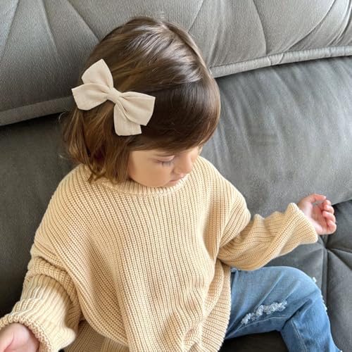 Image of CELLOT Girls Hair Bows Linen Fabric 3.5 inch Bows Alligator Clips Hair Accessories for Little Girls Toddlers Kids and Teens,20 Pieces