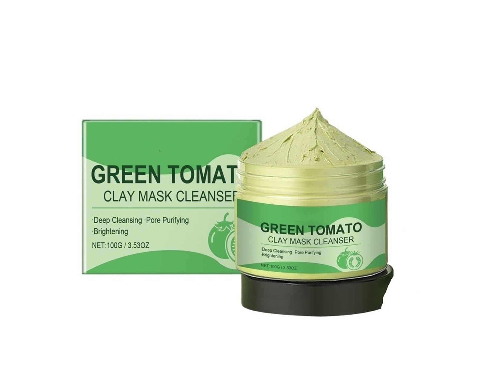 Maschera Fango Detergente Al Pomodoro Verde 100g | Maschera di fango viso idratante, rassodante e affinante(2pcs)