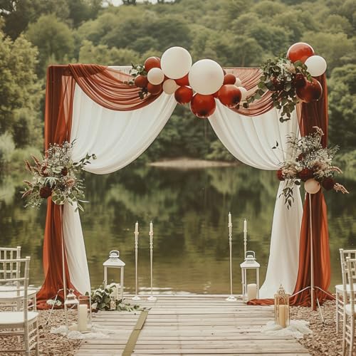 Wokceer Wedding Arch Draping Fabric Backdrop Drapes 6 Panels, Terracotta by Wokceer - Used condition - Image 4