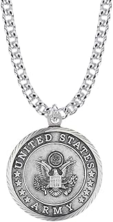 True Faith Jewelry Sterling Silver United States Army Service Medal with St Michael Patron Saint Archangel Pendant Necklace, 3/4 Inch
