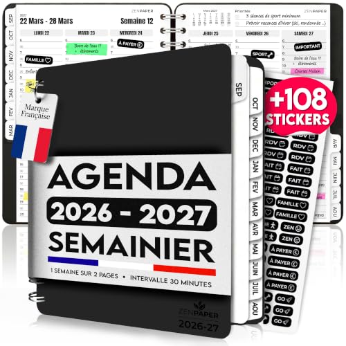 Agenda 2026 2027 Semainier Spirale A5, Agenda Scolaire Etudiant, Planner