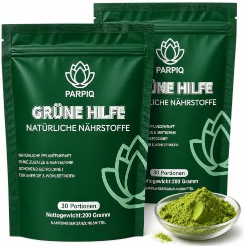 2 Pack Grüne Entgiftungspulver 400g, 2026 Neu Grüner Super Helfer mit 6-fach Pflanzenkraft, Spirulina, Chlorella, Matcha, Inulin & Cholin, vegan
