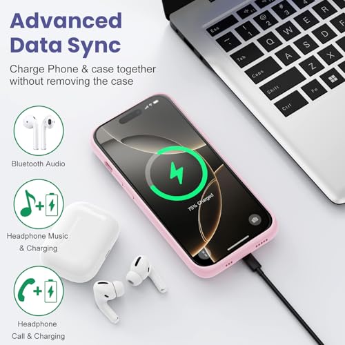HETP Battery Case for iPhone 16 Pro Max, Upgraded 8600mAh Portable Charging Case, Ultra-Slim Lightweight Powerful Extended Battery Pack for iPhone 16 Pro Max (6.9 inch)-Pink by HETP - Used condition - Image 4