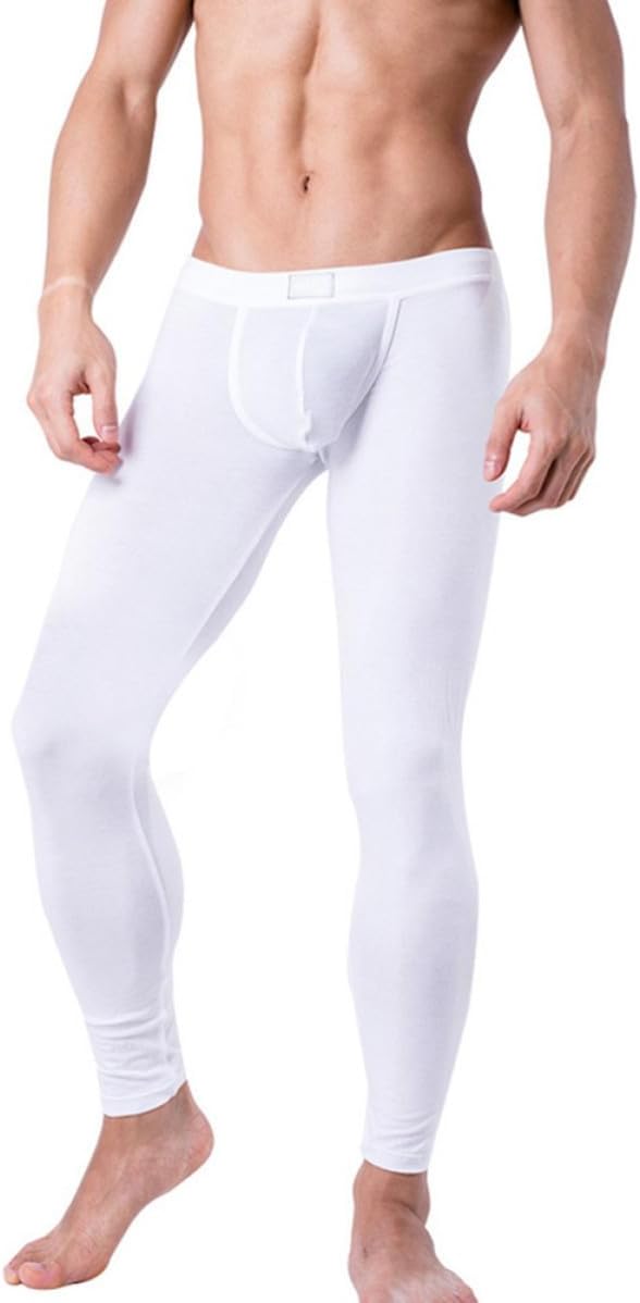 Thermal Long Johns Pants, Flexible Layer Men's Modal Spandex White