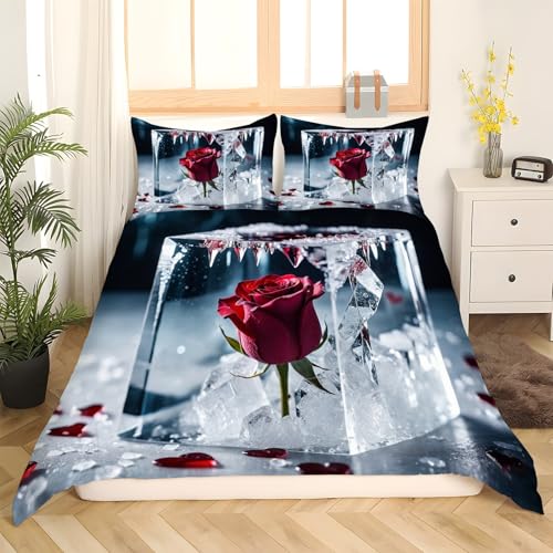 Housse de Couette 160x200 Rouge Soft Touch | Parure de Lit Chic Rose Congelée - 3