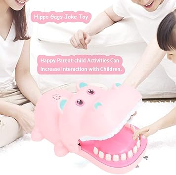 Watris Veiyi Cartoon Hippo Mouth Toy with Teeth for Parent-Child Activities | Alligator Teeth Game, Hippo Dentist Toy for Playing Training, Gags Joke Toy, Bite Finger Board Game
