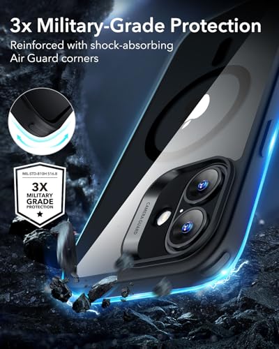 Image of ESR for iPhone 16 Plus Case, Camera Control Cover, Compatible with MagSafe, Shockproof Military-Grade Protection, Magnetic Phone Case for iPhone 16 Plus, Classic Hybrid Case, Clear Black