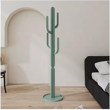 zktoermn Metal Coat Rack Stand, Heavy Duty Cactus Coat Rack Free Standing Hall Tree with 4 Hooks for Clothes Bags Scarvf Umbrellas for Clothes Hat Bags Color Green-B, Size 40x40x170cm