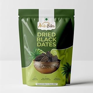 NutriBites Black Dry Dates 1kg | Sukha Khajoor | Premium Dry Chhuhara | Used in Mithai, Prasad, and Homemade Sweets |Dry F Price In India