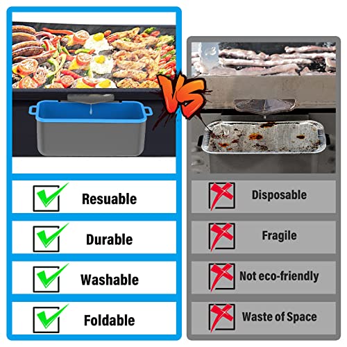 Muromucci 2 Pack Silicone Grease Cup Liners For Blackstone Grill, Reusable Drip Pan Liners, Grill Griddle Rear Grease Cup Grease Catcher Liner Blackstone Griddle Accessories, Black & Blue #TOP6