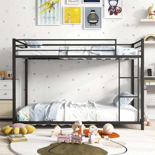 image for Giantex Metal Bunk Bed Twin Over Twin, Classic Bunk Bed Frame with Saf