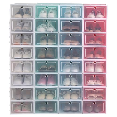PERSELOSO Caja para Zapatos Apilable 6 Piezas, Plástico Grueso Transparente, Talla L Azul, Organizador para Guardar Zapatos y Botas, Adecuado para Armarios y Almacenamiento Doméstico