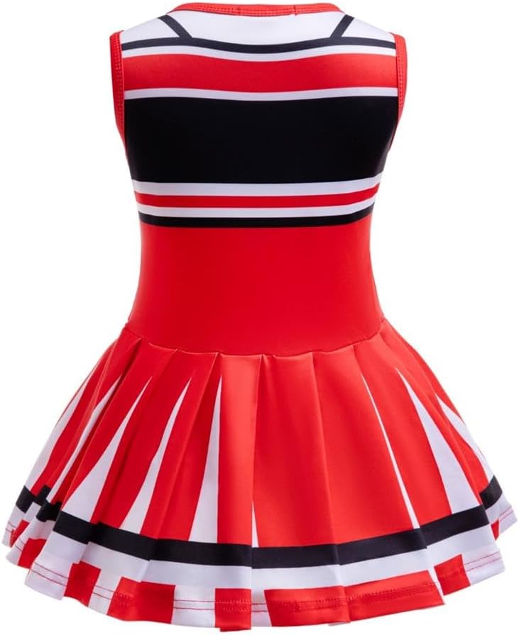 Dressy Daisy Girls Cheerleader Cheerleading Halloween Cheer Costume Dress Up Outfit Uniform with Poms Poms and Sock