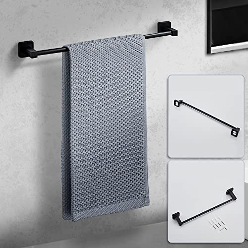 Matte Black Bathroom Hardware Set 4 Pieces,Towel Bar Set Stainless Steel Wall Mounted, Includes 16In Hand Towel Bar, Towel Ring, Robe Towel Hooks,Toilet Paper Holder, Bathroom Towel Rack Set #TOP2