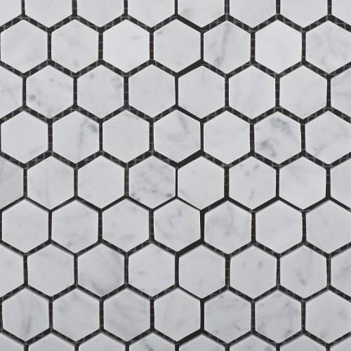 Bianco Carrara White Marble Honed 1" Mini Hexagon Mosaic Tile - Box of 5 sq. ft.