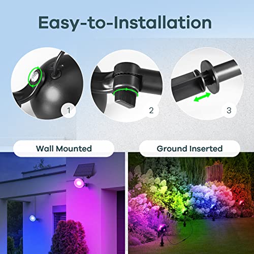 Linkind Solar Outdoor Lights Waterproof Ip67, Solar Color Changing Spotlights Outdoor, 4-In-1 Dusk To Dawn 9.8Ft Cable Solar Landscape Spotlights For Garden, Yard, Driveway Walkway, Patio, Multi-Color #TOP6