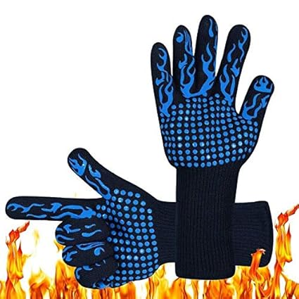 UBERSWEET 1X(BBQ Gloves Extreme Heat Resistant Grilling Gloves Oven Silicone Glove Fo J3O4