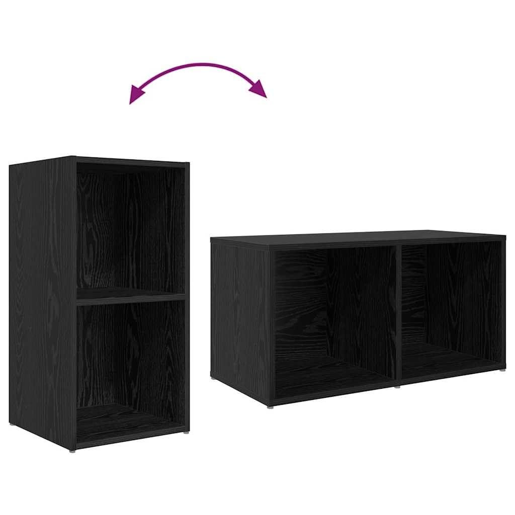 TV-Schrankset Wandmontiert 3-teilig, Schwarz Holzwerkstoff, Modernes Media-Center für Wohnzimmer und Schlafzimmer, Elegante Schwebende TV-Konsole mit Stauraum