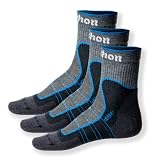 Merino Wandersocken - 3 Paar Trekking Socken für Damen & Herren, Merinowolle Socken für Outdoor, Wandern, Skifahren, Sport, Anti-Blasen Polsterung, und Atmungsaktive, Athlete II