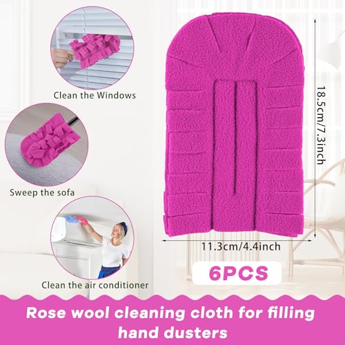 Image of Zubebe 6 Pcs Reusable Duster Refills Fleece,Peach Red | Soft Polyester Fiber Flat Duster Refill Multi Surface Washable Cleaning Pad Tools for Home, Blinds, Car, Pet, Furniture, Fans