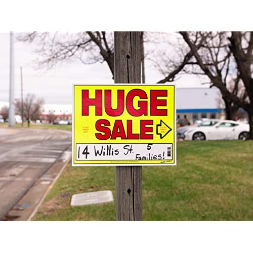 Sunburst Systems 3619 Huge Sale Sign, 11" x 14" Neon, w/Directional Arrows & box to write Info in, Weather Resistant, Yard Sale, Garage Sale, Truck Sale