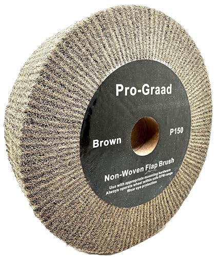 Image of 8 inch x 2 inch Brown P150 Cut & Polish Non-Woven Bench Grinder Polishing Burnishing Satin Finishing Flap Brush Wheel, Aluminum Copper Metal Golf Club Refurb, Compatible for 1 /2 inch, 5 /8 inch, 3 /4 inch Arbor