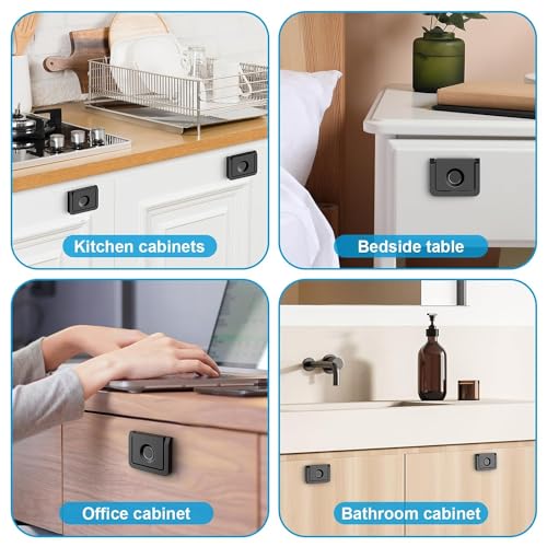 Image of Escozor DFL06 Fingerprint Drawer Lock with Metal Body | Smart Biometric for Cabinet, Wardrobe & Furniture Use | Electronic Safety System | 20 Fingerprint Memory | Individual E-Key