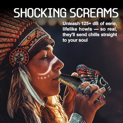 Aztec Death Whistle, death whistle, Traditional Skull Design, Tie-Dye Rainbow Pattern, 125+ Decibels - Image 5