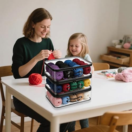 Foonary 3er-Set Transparente Garnaufbewahrungstaschen, 40x30x10cm – Bild 7