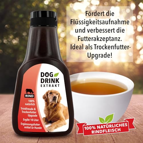 Dog Drink - Mehr Trinkfreude & bessere Futteraufnahme für 10L Brühe für Hunde, 100% Rindfleisch-Extrakt, für mehr Flüssigkeit & schmackhafteres Trockenfutter