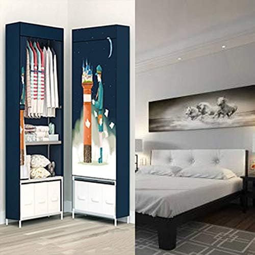 Fashion Painting Partable Wardrobe Reinforced Stainless Steel Stand Holder Minimalist Bedroom Furniture Clothing Closet image 4