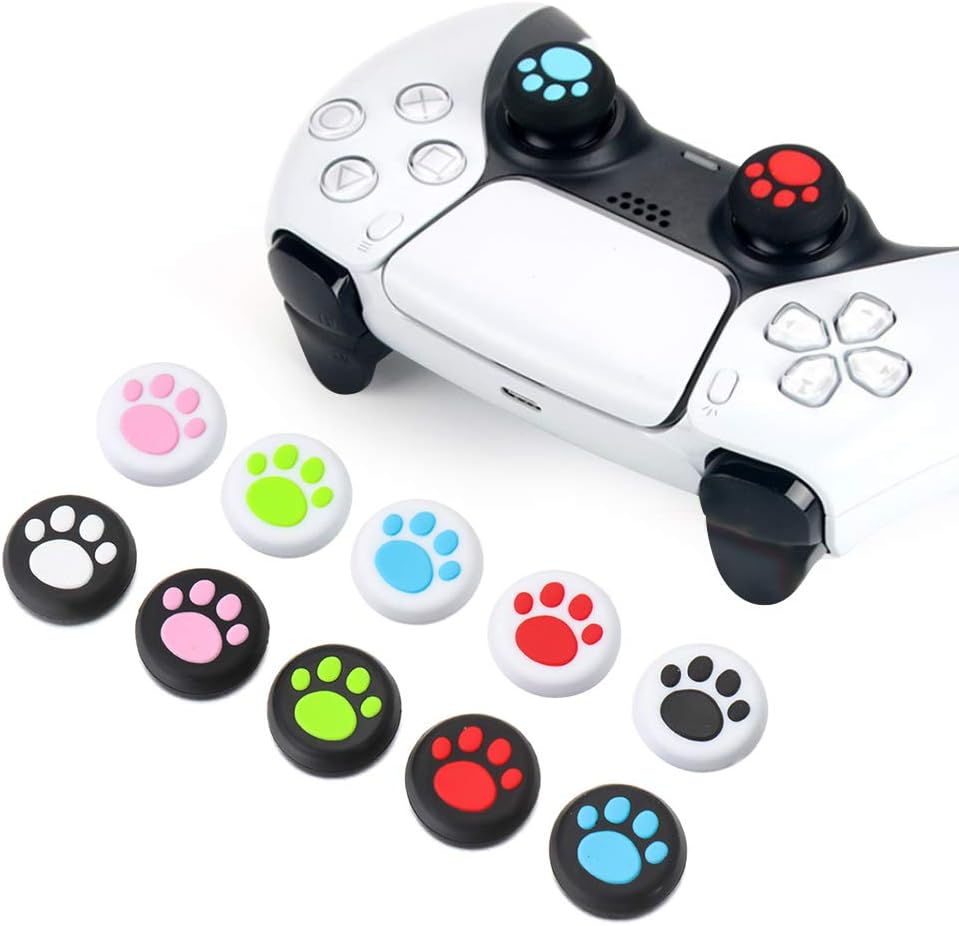 2PCS Cute Cat Paw Claw Analog Thumb Stick Grips Joystick Cover Cap for PS5 PS4 Pro PS3 Controller Thumbstick Cap for Xbox 360 Xbox One Slim X Elite Switch Pro Controller (Pack 5)