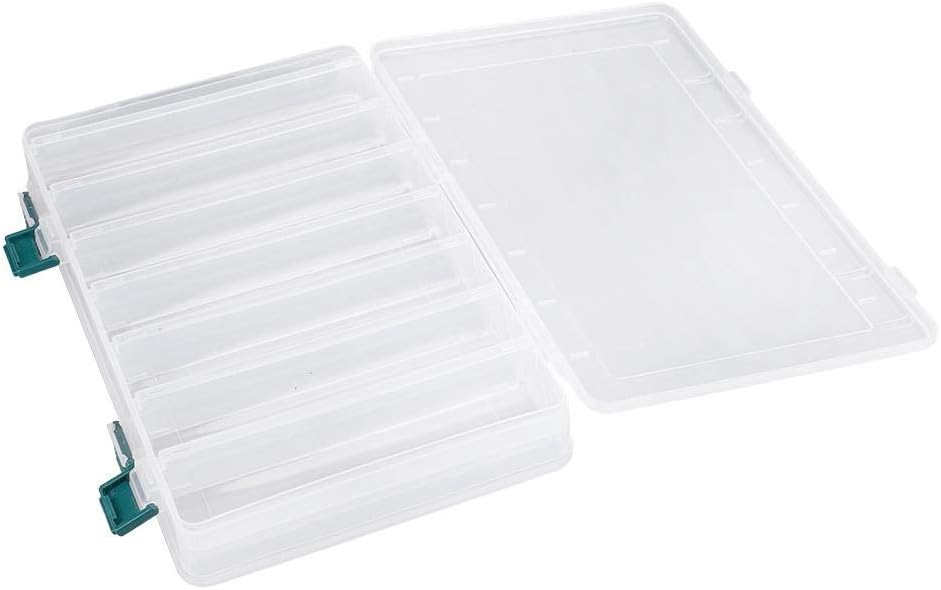 Fishing Lure Box, Double Side Plastic Fishing Baits Box Lures Holder Case Fishing Tackle Accessory Storage Box(14 Slots) Fishing Tackle Box Fishing Lure Box Tackle Box