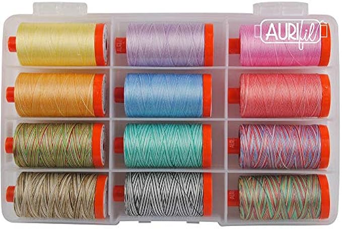 Variegated Collection Aurifil Thread Kit by Christa Watson 12 Large Spools 50 Weight CW50VC12, Assorted