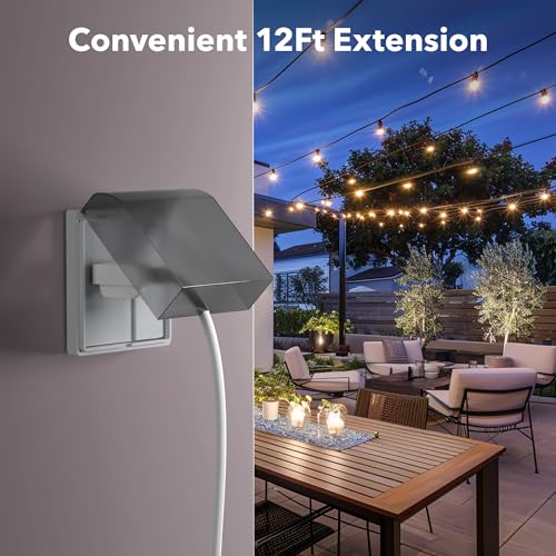 BN-LINK 12ft Outdoor Extension Cord, 3-Prong, 16 Gauge General Purpose Power Cord, Grounded Plug, White, for Landscaping & Holiday Decorations, Home & Office, 13A ETL by BN-LINK - Used condition - Image 7