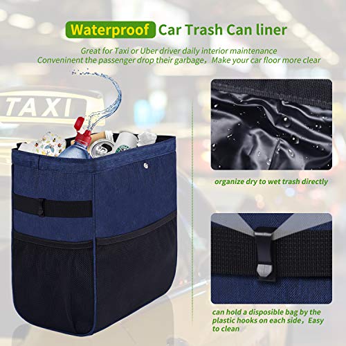 Otomitake 4.5 Gallon Car Trash Can Waterproof Extra Large Vehicle Garbage Holder Auto Trash Bag Multipurpose Trash Bin Cute With Storage Pockets Hanging For Headrest (Blue) #TOP3