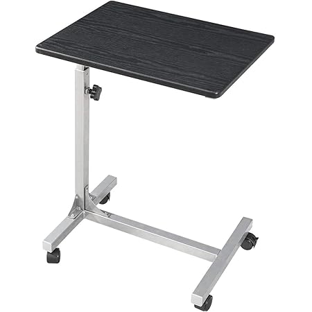 Over Bed Table Side Rolling Table 3 Adjustment Levels with Lockable Rolling Wheels Medical Portable Notebook Laptop Desk TV Tray Table for Eating Breakfast (30, Black)