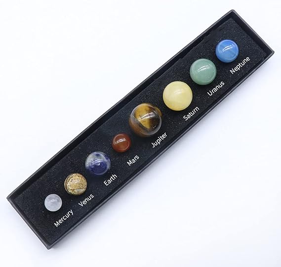 AITELEI Solar System Eight Planets Decorations Tumbled Chakra Reiki Healing Crystal Gemstones Ball Set Home Office Desk Decorations