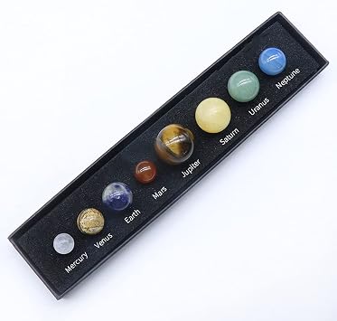 AITELEI Solar System Eight Planets Decorations Tumbled Chakra Reiki Healing Crystal Gemstones Ball Set Home Office Desk Decorations