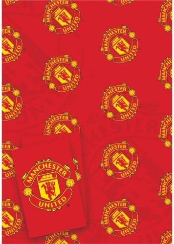 Official Manchester United FC Gift Wrapping Paper - 2 Sheets & 2 Tags