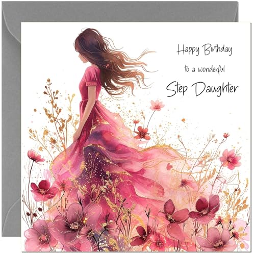 Beautiful Step Daughter Birthday Card - Elegant Girl