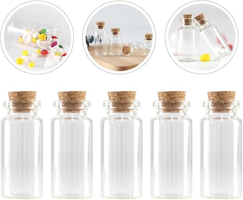 Miniatura 9 de EXCEART Terrariums - 100 botellas de vidrio con tapón de corcho de 0.1 fl oz, recipientes transparentes, pequeños frascos de vidrio, frascos de