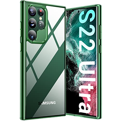 TORRAS Designed for Samsung Galaxy S22 Ultra Case [8X Armor-Level Shockproof] [Anti-Yellow] Hard Protective Back & Soft Slim Bumper Designed for Samsung S22 Ultra Case 5G, Green