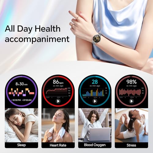 Yoever Smart Watches for Men Women,1.57" HD 43mm Fitness Tracker Answer/Make Call, Heart Rate/Sleep/SpO2, Round Smart Watch for iPhone/Samsung/Android,IP68 Waterproof,110+ Sport Mode-Silver by Yoever - Image 3