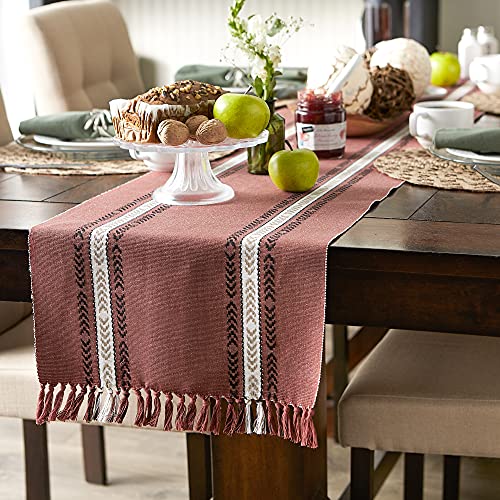 DII 14" x 108" Striped Cotton Dobby Table Runner, Dobby Clay, Table Runner, 14x108" - Image 4