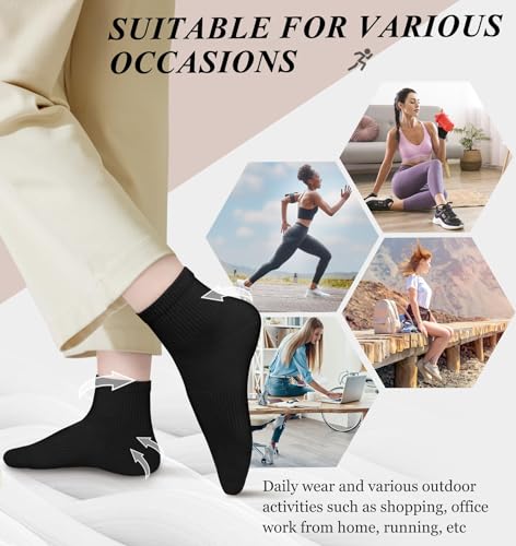 Image of YSense 10 Pairs Womens Ankle Socks Cotton Quarter Socks Women Men | Cushioned for Running Athletic Casual, Breathable Moisture-Wicking, Toe Seamless