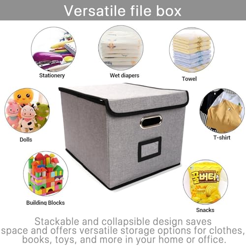 MIZAZBOX Caixa de armazenamento de arquivos, caixa de documentos à prova de poeira com 5 pastas susp